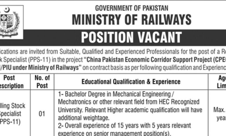 Ministry of Railways Islamabad Jobs Notice 2024