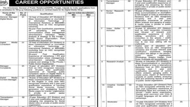 Directorate General Public Relations DGPR Lahore Jobs 2024