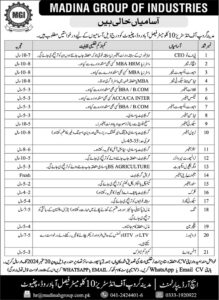 Madina Group of Industries Chiniot Jobs Notice 2024