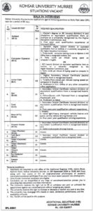 Kohsar University Murree Jobs Notice 2024