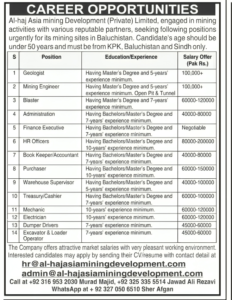 Al Haj Asia Mining Development Company Jobs Notice 2024