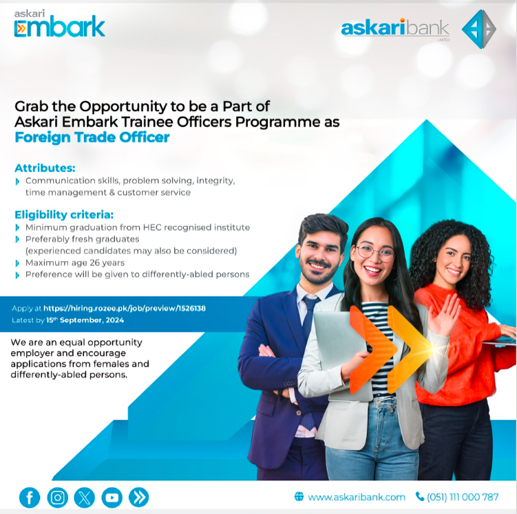 Askari Bank Foreign Trade Officer Jobs Notice September 2024