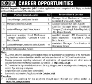 National Logistics Corporation NLC Karachi Jobs Announcement 2024