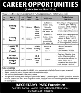 PAEC Foundation Islamabad Jobs 2024 