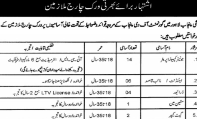 Punjab Irrigation Department Lahore Jobs 2024