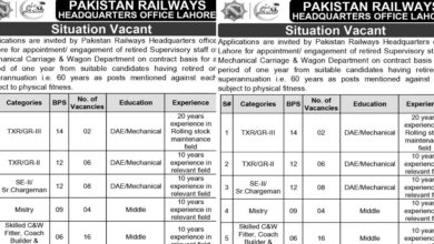 Pakistan Railways Headquarters Office Lahore Latest Jobs 2024