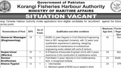 Korangi Fisheries Harbour Authority Latest Jobs Notice 2024