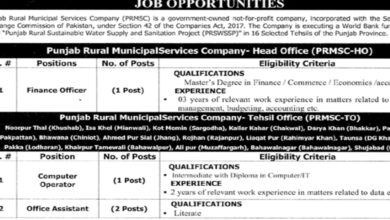 PRMSC Punjab Rural Municipal Services Company Lahore Jobs 2024