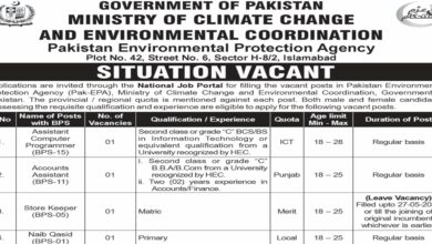 BPS-01 TO BPS 15 Ministry Of Climate Change Vacancies 2024