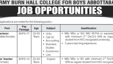 Army Burn Hall College for Boys Abbottabad Vacancies Notification Out