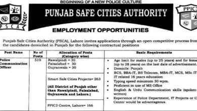 PSCA Lahore Jobs Notification Out Oct-24