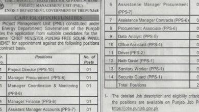 Energy Department Lahore Vacancies Notice 2024