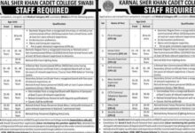 BPS-01 To BPS-16 Vacancies Karnal Sher Khan Cadet College 2024