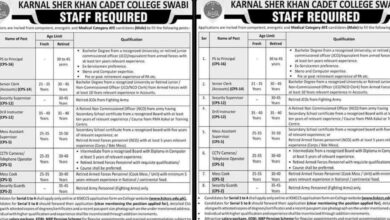 BPS-01 To BPS-16 Vacancies Karnal Sher Khan Cadet College 2024