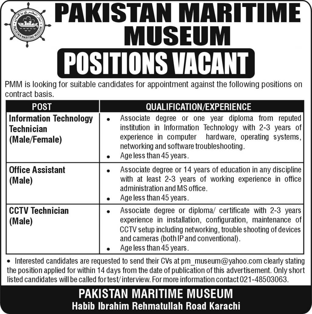 Pakistan Maritime Museum Karachi Latest Jobs October 2024