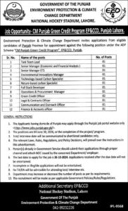 Environment Protection & Climate Change Department Lahore Jobs 2024