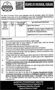 Punjab Board Of Revenue Jobs Notification Latest October 2024