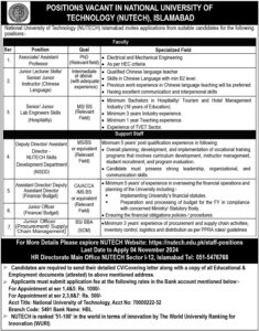 NUTECH Islamabad Jobs Notification 2024