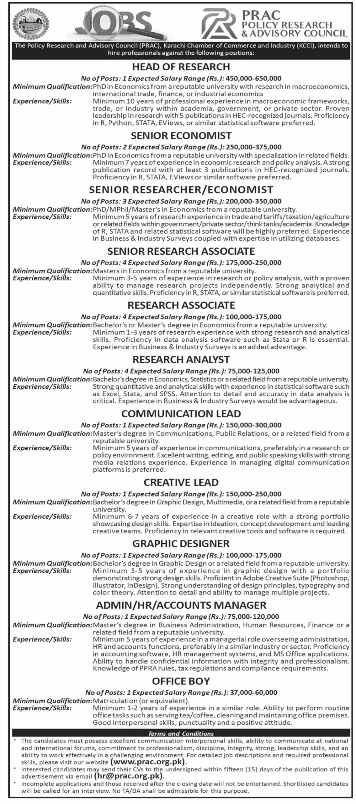 PRAC Karachi Vacancies Notice Oct 2024