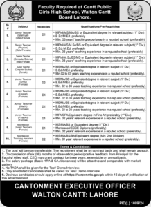 Senior & Junior Teachers Vacancies Notification Oct-24