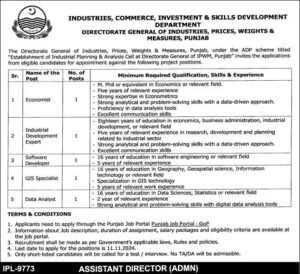 Directorate General Of Industries Punjab Jobs Notice October 2024