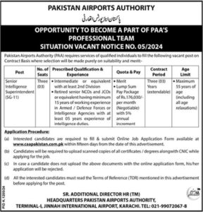 PAA Karachi Jobs Notification Out Oct 2024