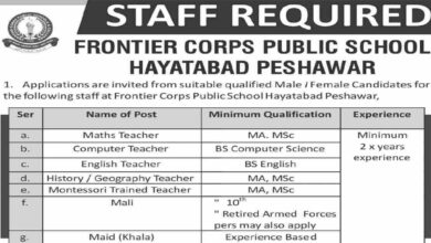 Frontier Corps Public School Latest Vacancies Notification 2024