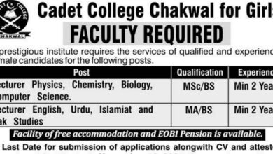 Cadet College Chakwal Lecturer Jobs 2024