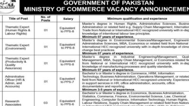 Ministry of Commerce Islamabad Jobs Notification 2024