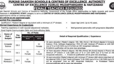 Punjab Daanish Schools Teaching Staff Jobs Notification Out 2024