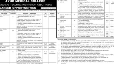 Ayub Medical College Abbottabad Vacancies Notification Out 2024