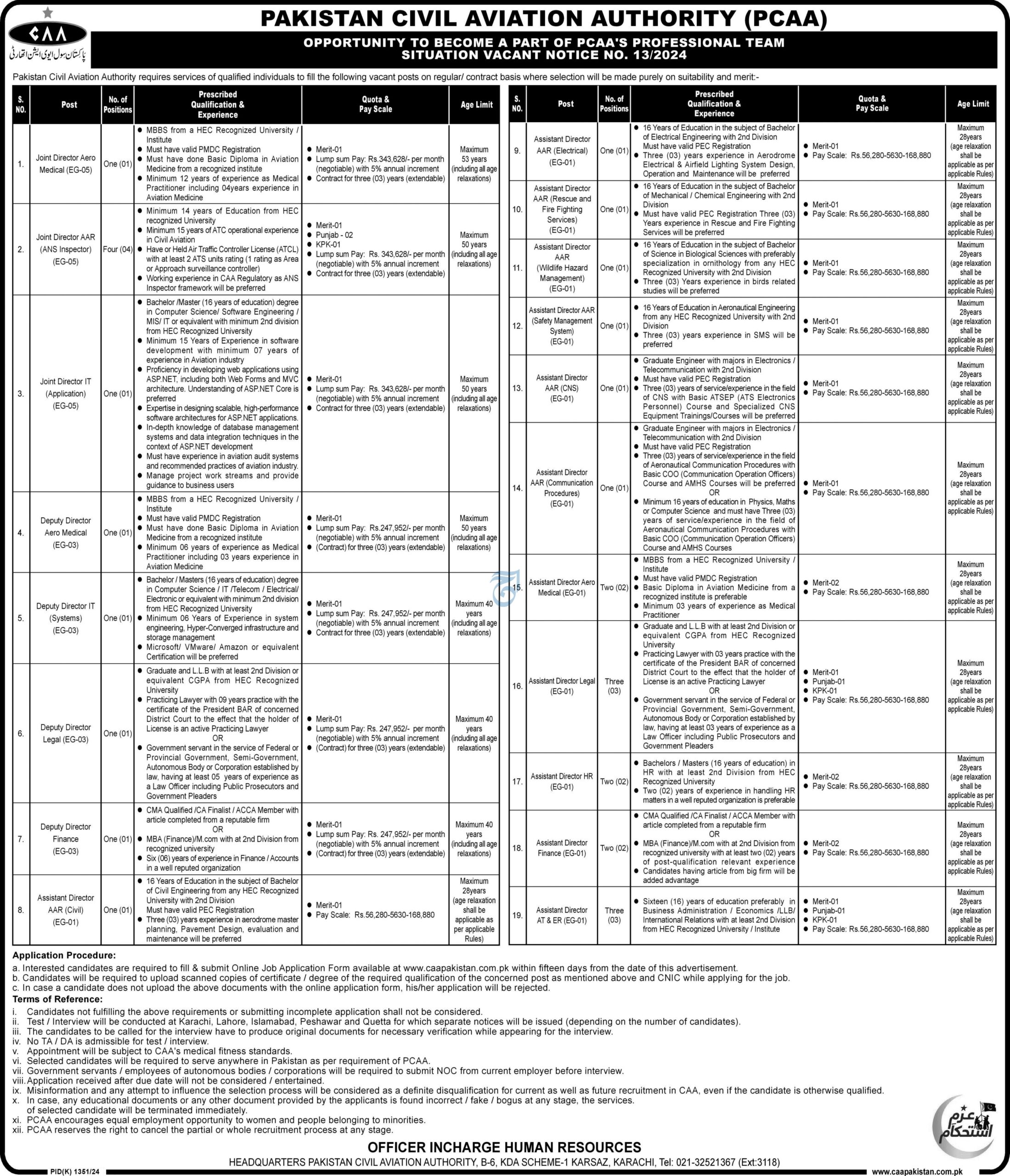 PCAA Jobs Notification Out November 2024