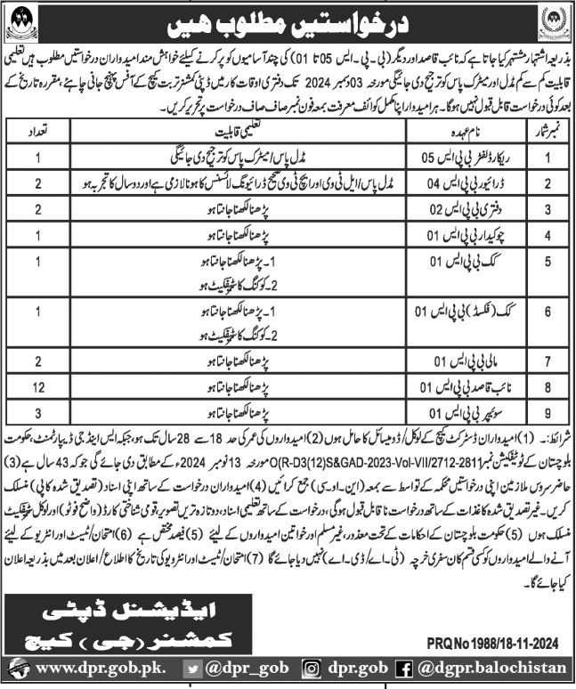 Deputy Commissioner Office Jobs Notice 2024