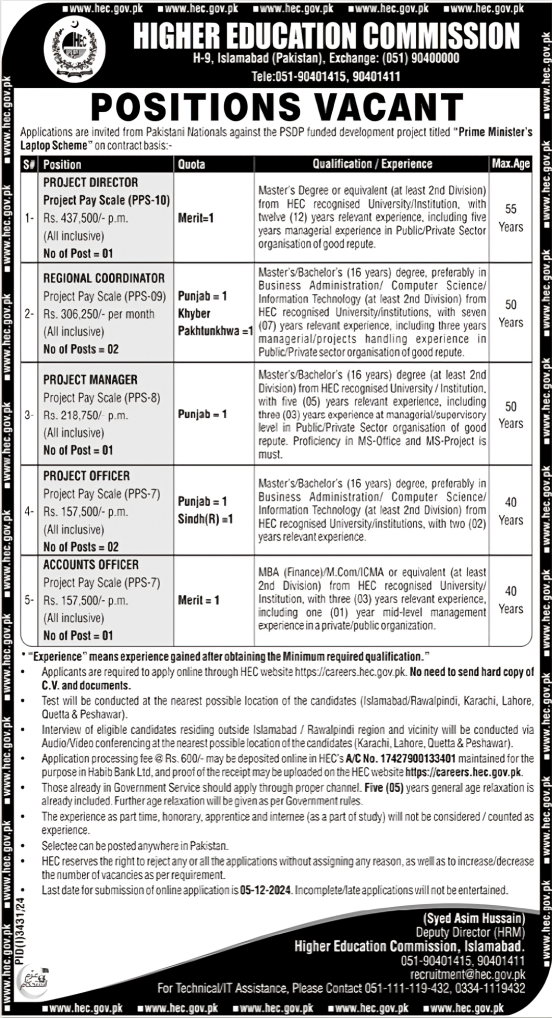 Higher Education Commission HEC Islamabad 2024