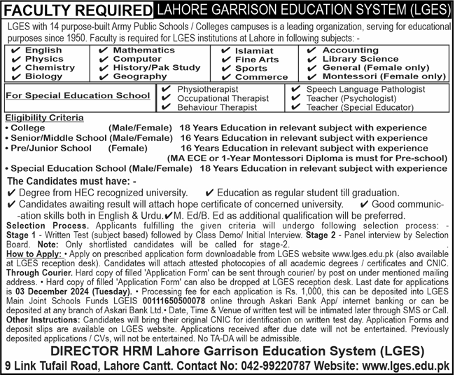 LGES Teaching Staff Jobs Notification Out 2024