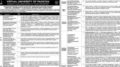 Virtual University Of Pakistan Islamabad Vacancies Notification 2024