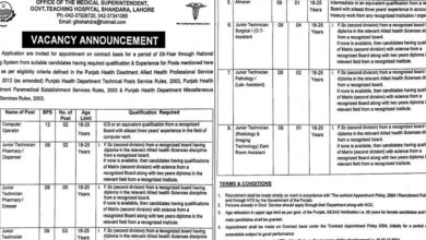 Government Teaching Hospital Lahore Jobs Notice 2024