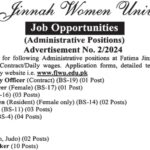 Fatima Jinnah Women University Rawalpindi Jobs Notice 2024