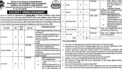 Syed Muhammad Hussain Government TB Hospital Murree Jobs 2024