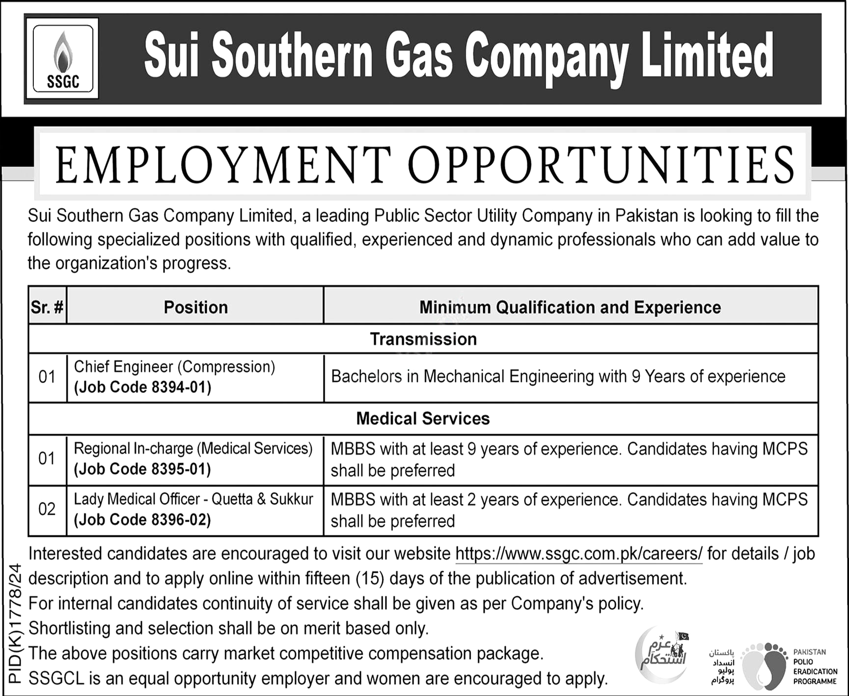 SSGC Karachi Latest Jobs Notice Out 2024