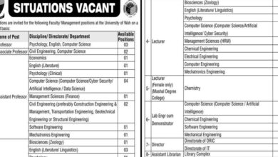 University Of Wah Jobs Notice January 2025