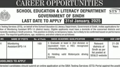 School Education & Literacy Department Sindh Jobs Notice 2025