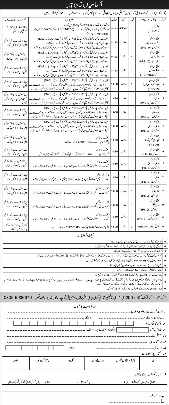 Pak Army 299 EME Battalion Rawalpindi Latest Jobs 2025 