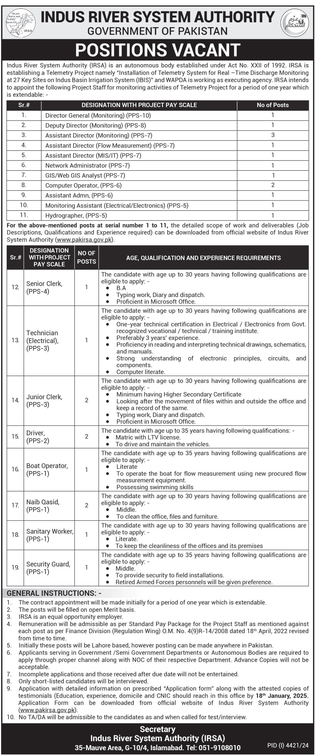 IRSA Islamabad Jobs Notification Out 2025