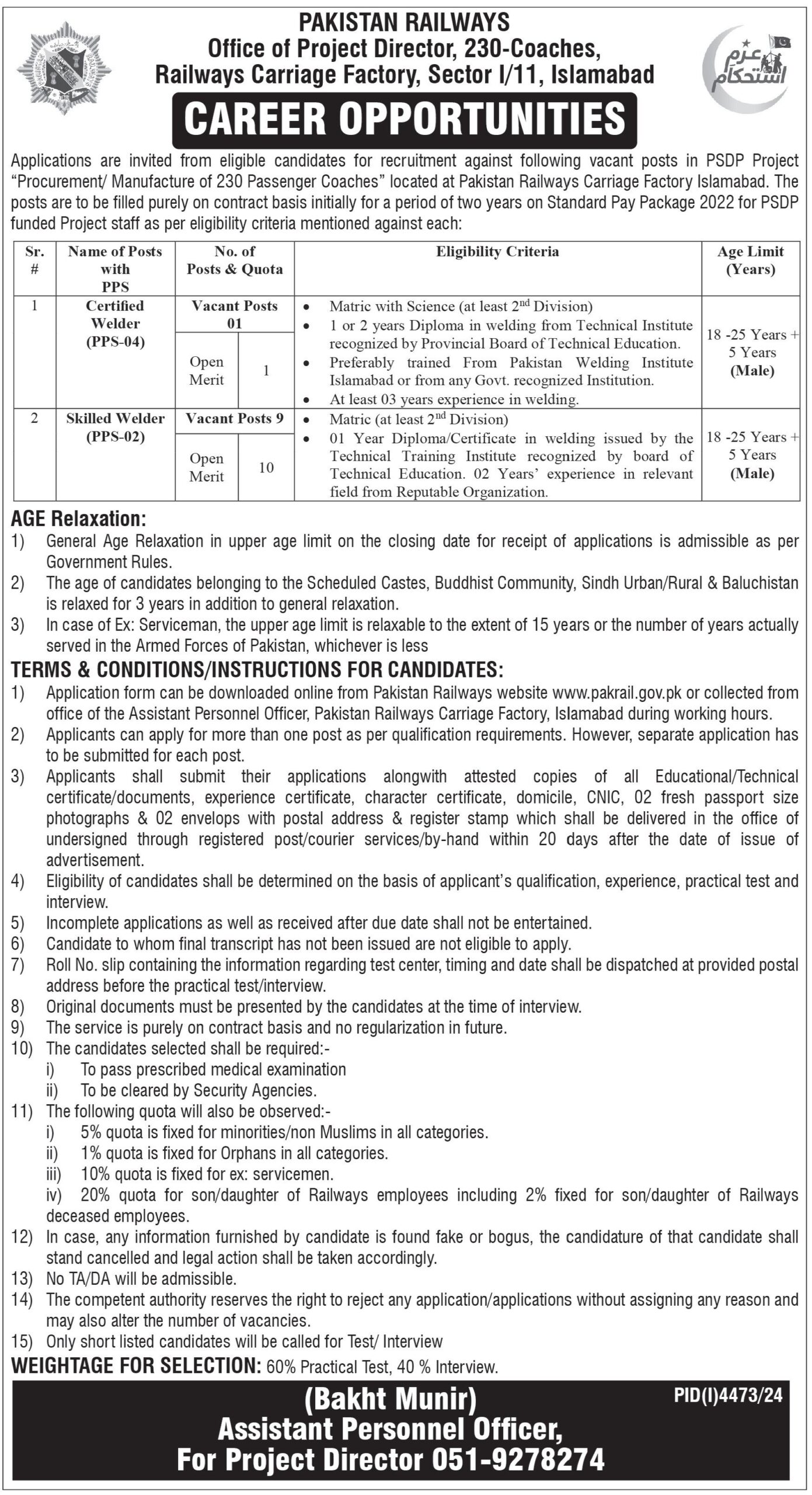 Pakistan Railways Islamabad Jobs Notice January 2025