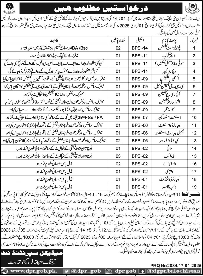 Safe Blood Transfusion & Teaching Hospital Jobs 2025