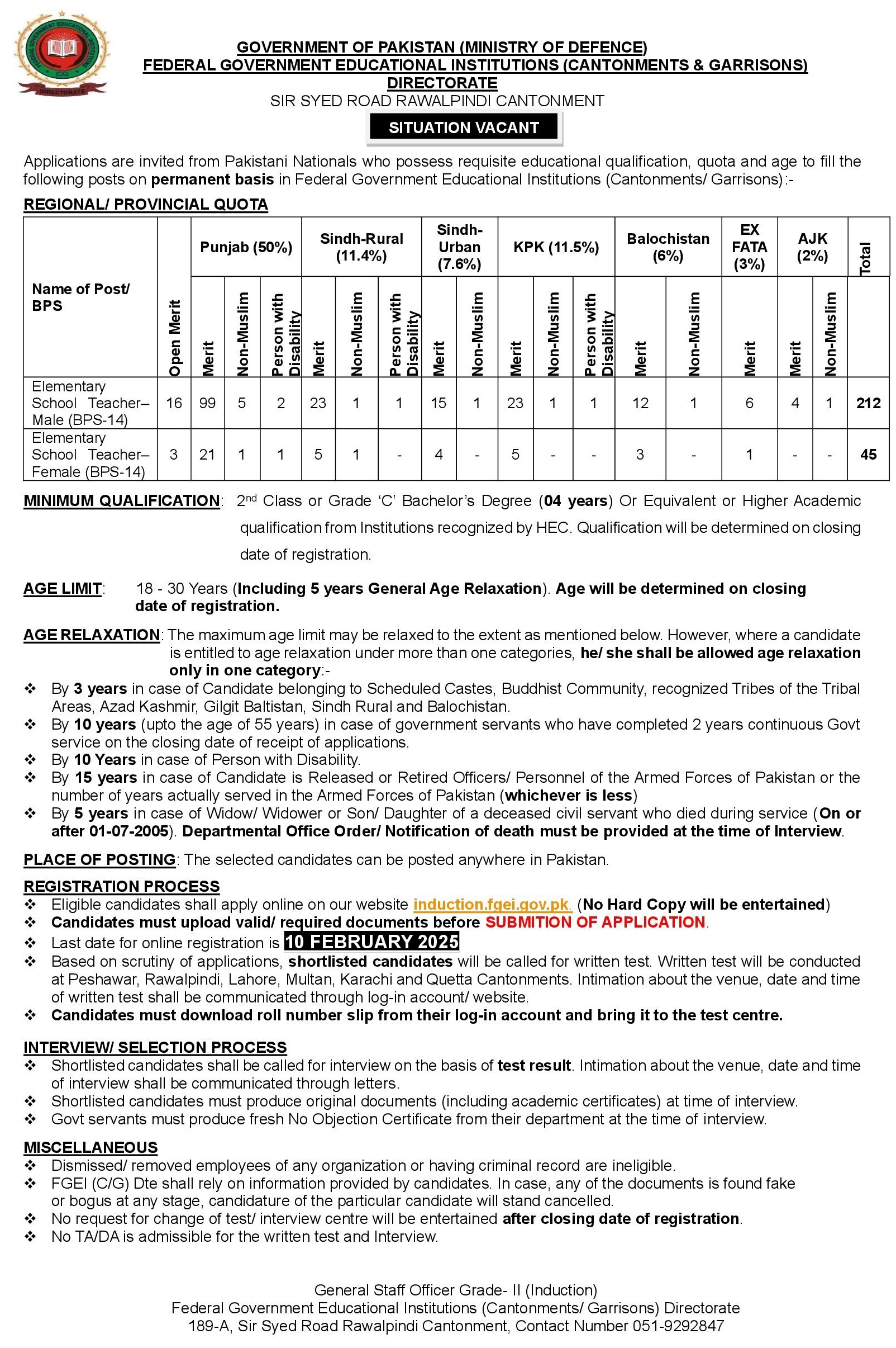 EST Elementary School Teacher BPS-14 Latest Jobs 2024